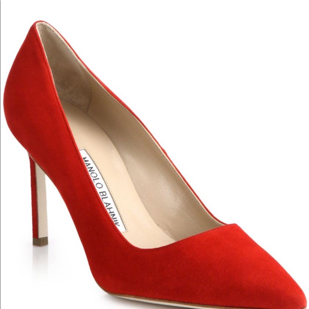 Manolo Blahnik BB 90 Suede Red Pumps